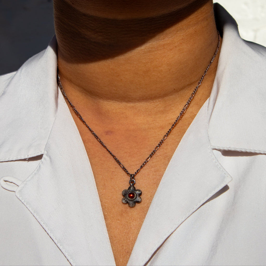 Dark Blossom Charm Necklace