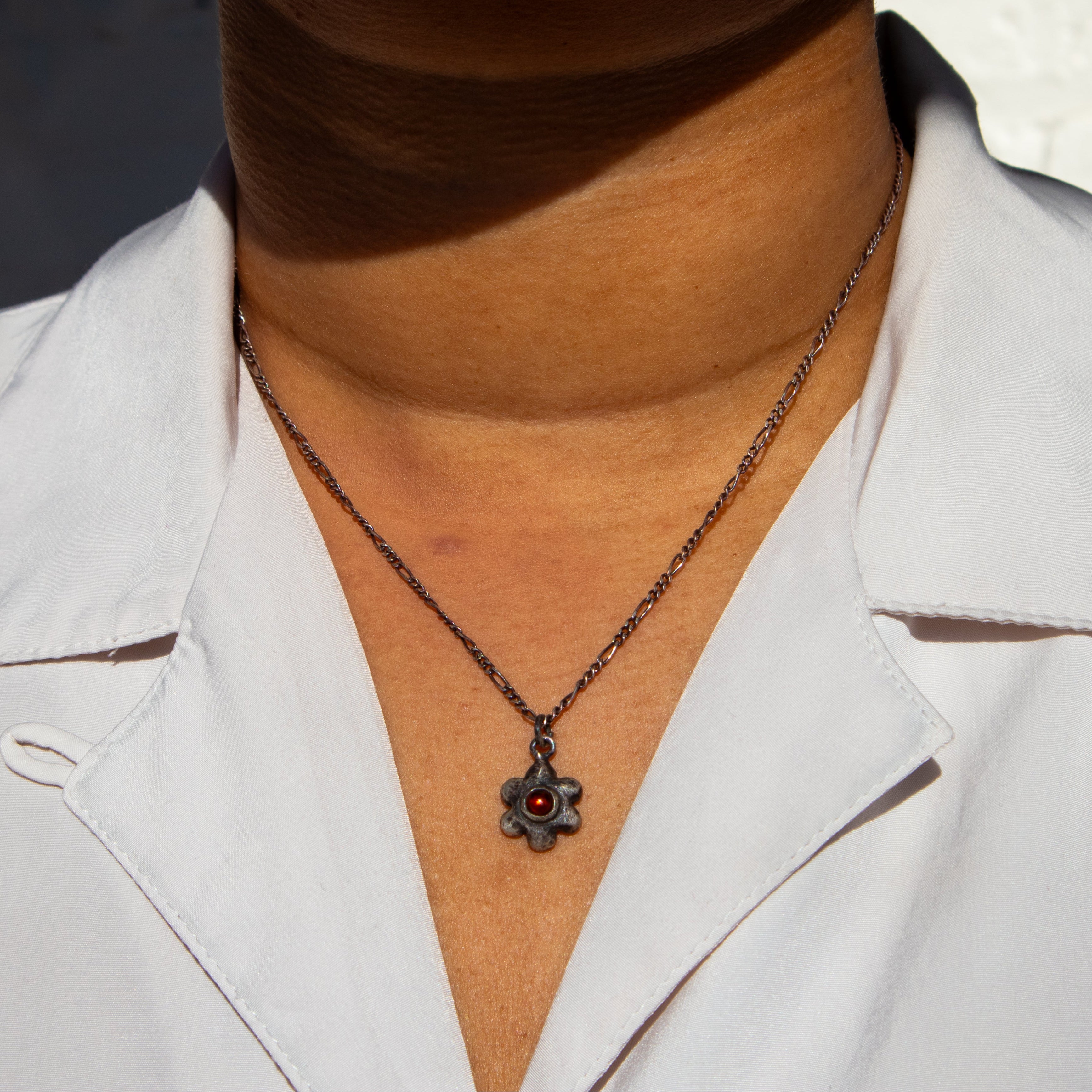 Dark Blossom Charm Necklace