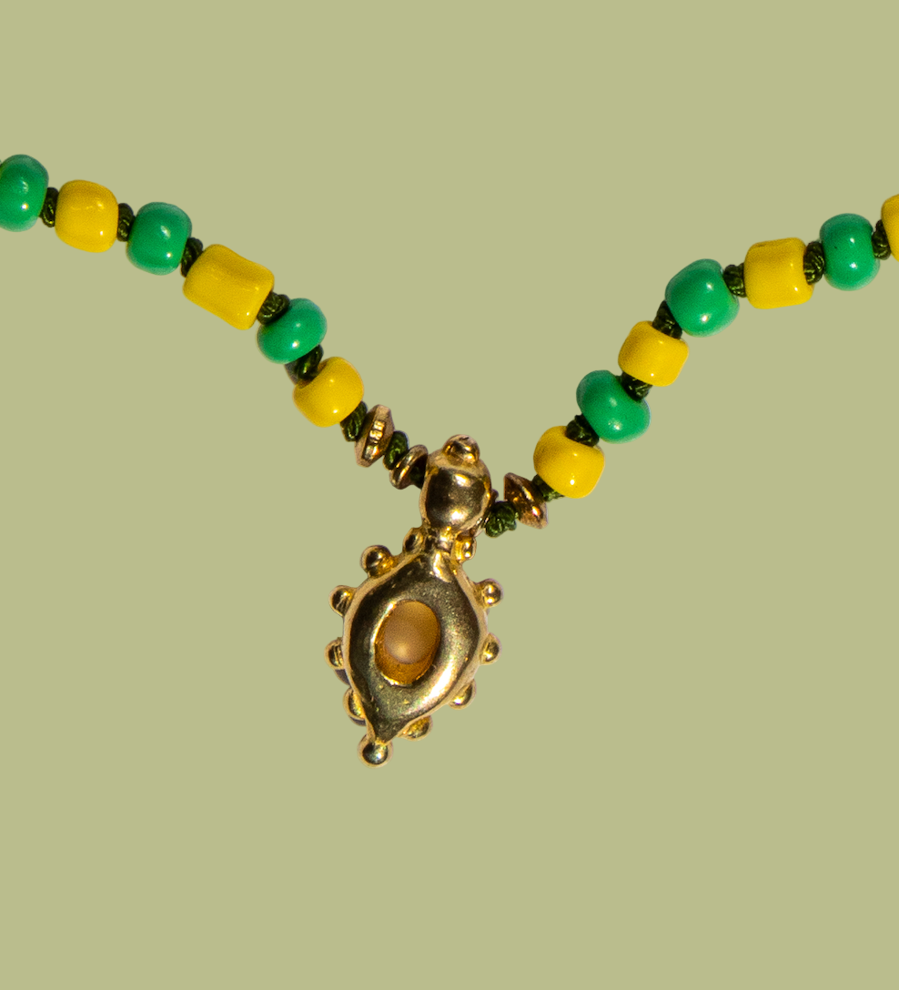 Portal Beaded Necklace - Green & Yellow